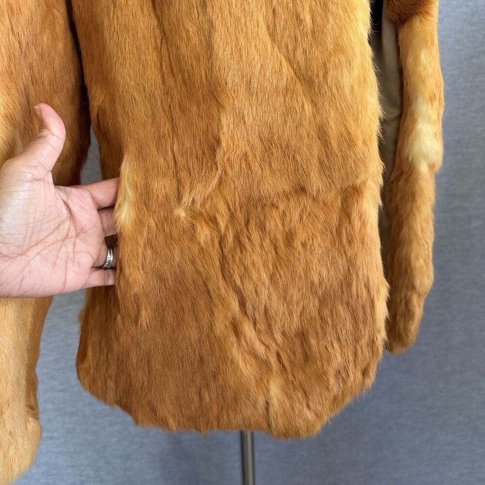 Dino Ricco Vintage Rabbit Fur Coat Jacket Womens S Collared Golden Blonde Honey - Picture 7 of 15